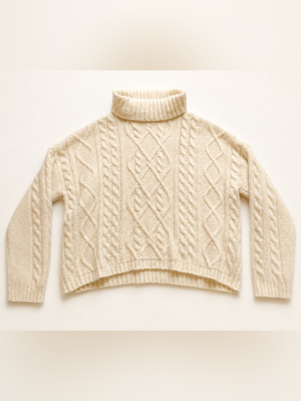Abercrombie & Fitch Cream Cable Knit Turtleneck Sweater XS
